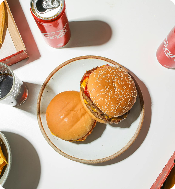 Burger meal on a table